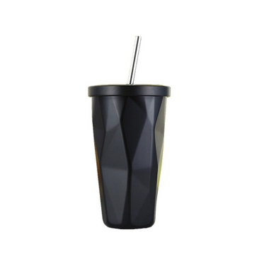 Metallic Cup with a Straw