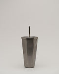 Metallic Cup with a Straw