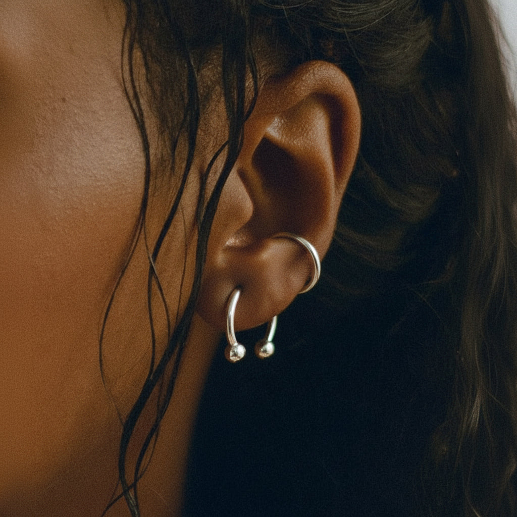 Ball hoop earring